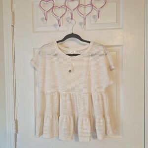 Mine Cream Ruffle Kids Blouse